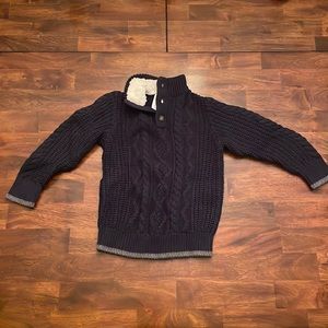 Baby Gap Navy Cable Knit Sherpa Lined Sweater